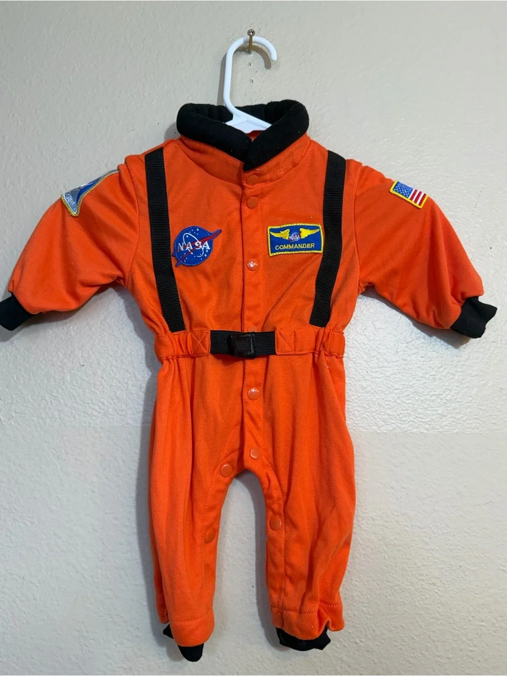 NASA Orange Infant Space Suit Costume - 'Commander' Patch 6-12m